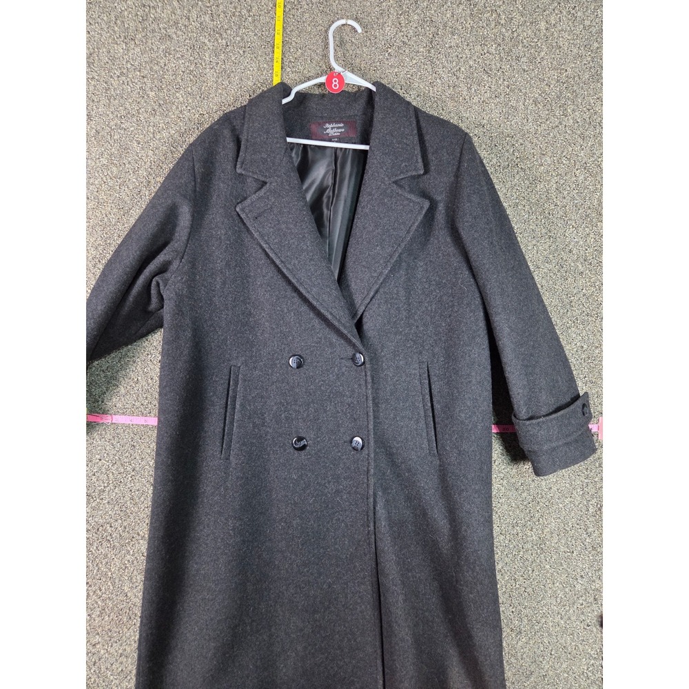 Stephanie Mathews Overcoat Men M Charcoal Grey Double Breasted Wool Blend Coat